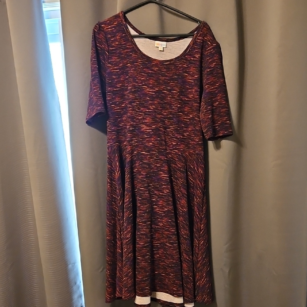 LuLaRoe Purple and Orange Midi Dress